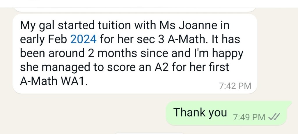 O level testimonials from student for emath and amath tuition